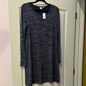 GAP Women's Heathered Navy Long Sleeve Dress